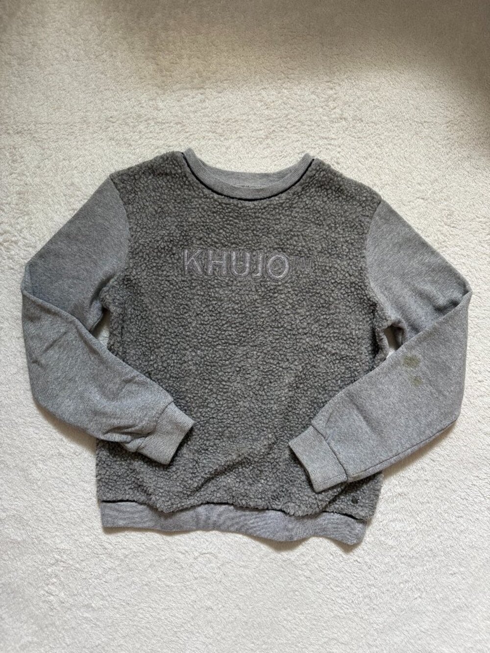 Khujo Grey Sherpa Crewneck Sweatshirt